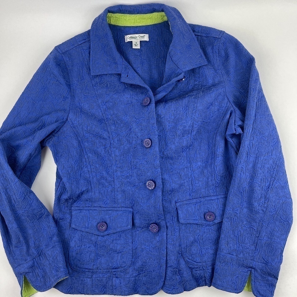 Coldwater Creek Button Up Shirt Women 16 Blue